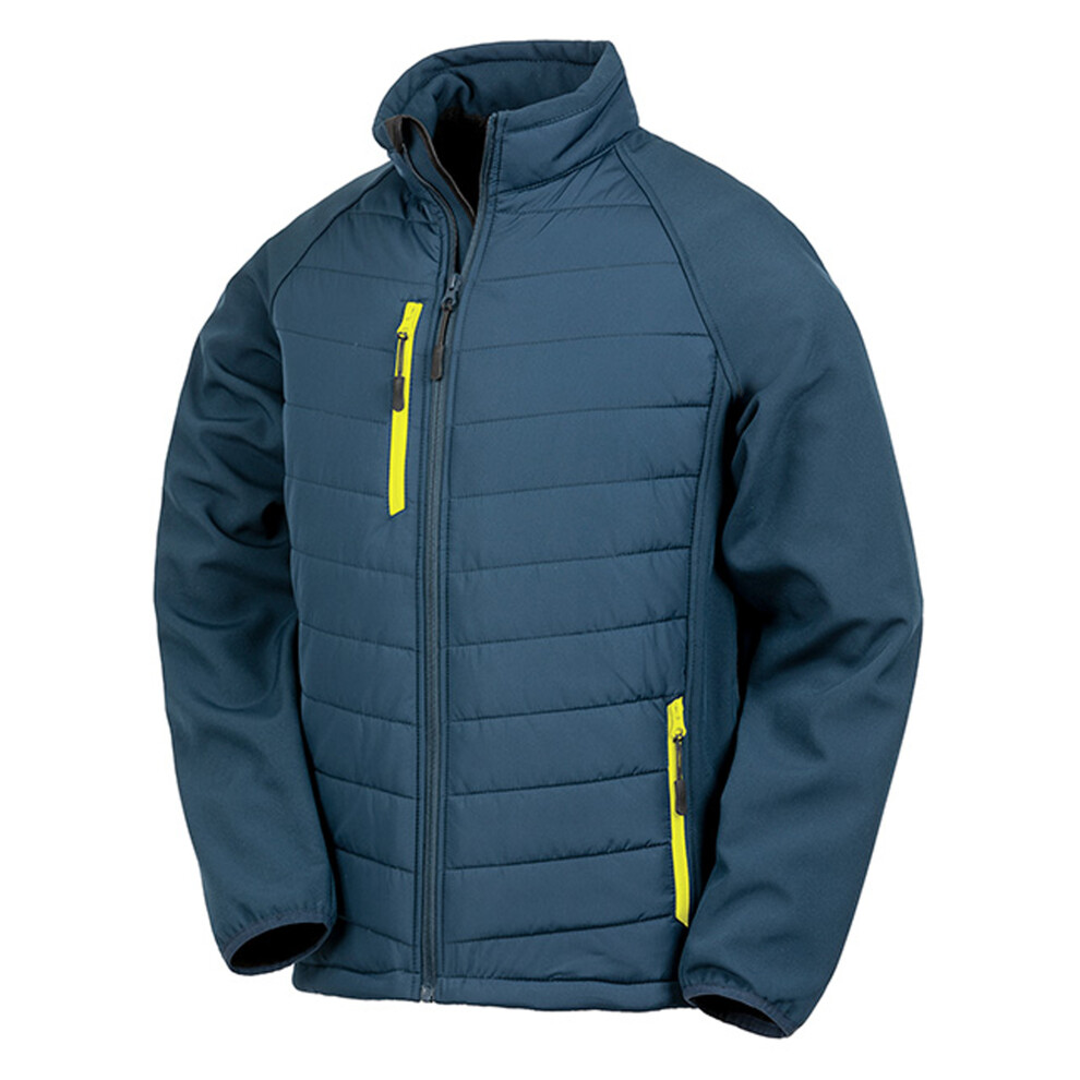 Result (M, Navy/Yellow) Mens Black Compass Padded Soft Shell Jacket
