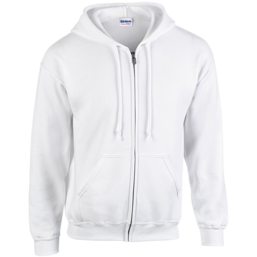 Gildan (S, White) Mens Heavy Blend Full Zip Hoodie
