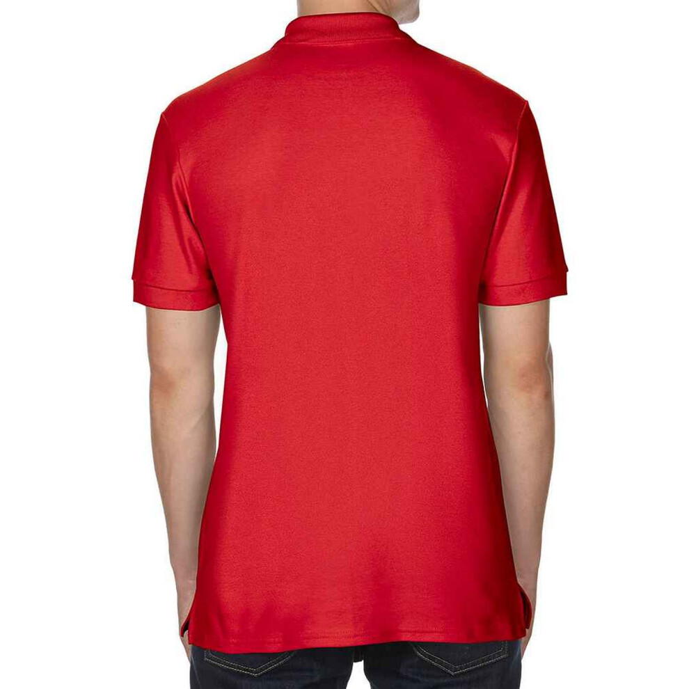 Gildan (L, Red) Mens Double Piqué Polo Shirt
