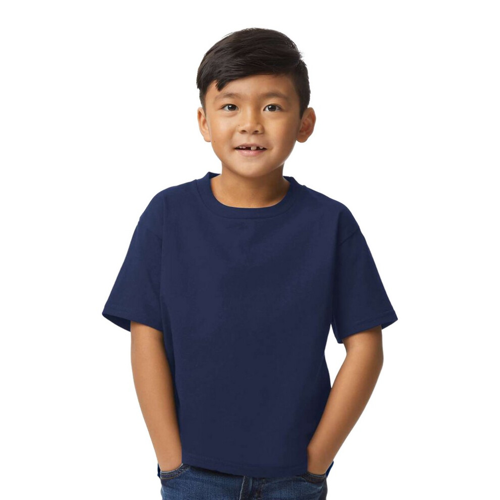 Gildan (L, Navy Blue) Childrens/Kids Midweight Soft Touch T-Shirt