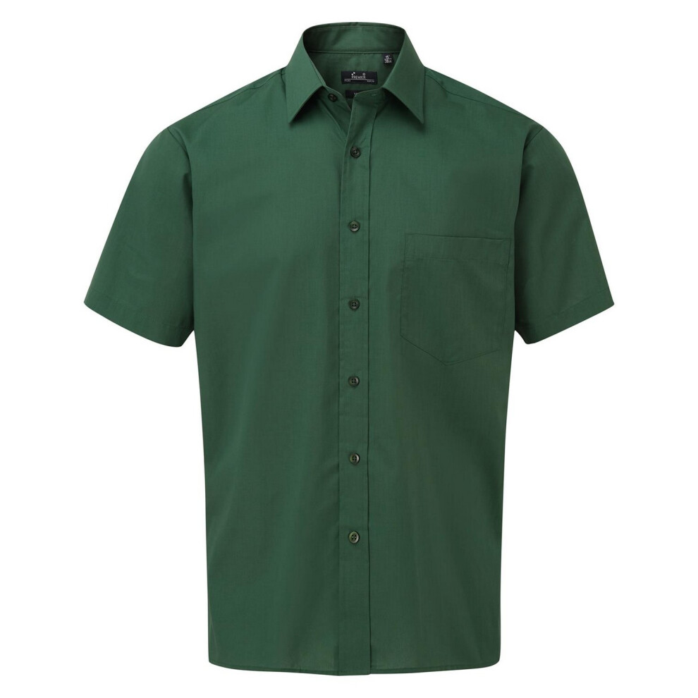 Premier (14.5In, Bottle Green) Mens Short Sleeve Poplin Shirt