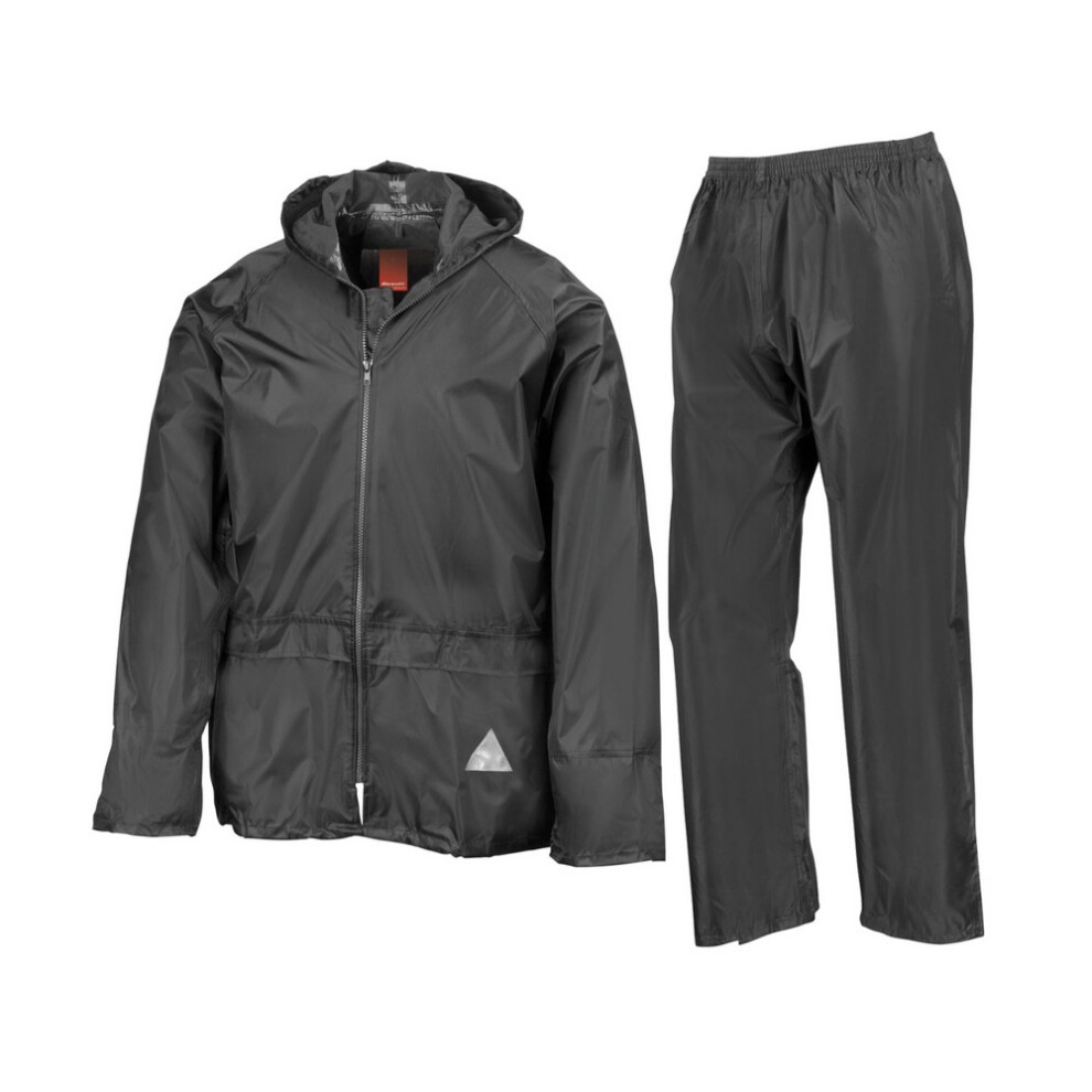 Result (S, Black) Unisex Adult Waterproof Jacket And Trousers Set