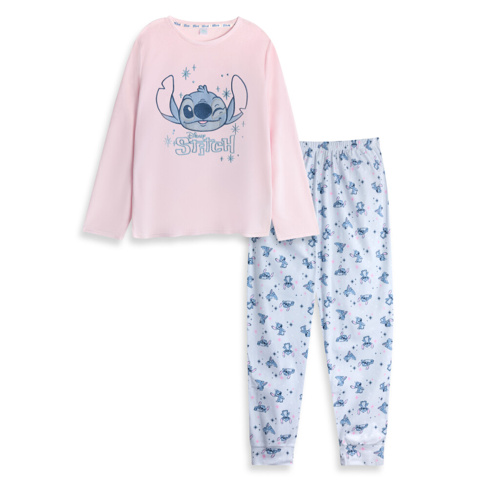 Disney (12-14) Lilo & Stitch Long Sleeve Long Leg Pyjama Set (Womens Pink)