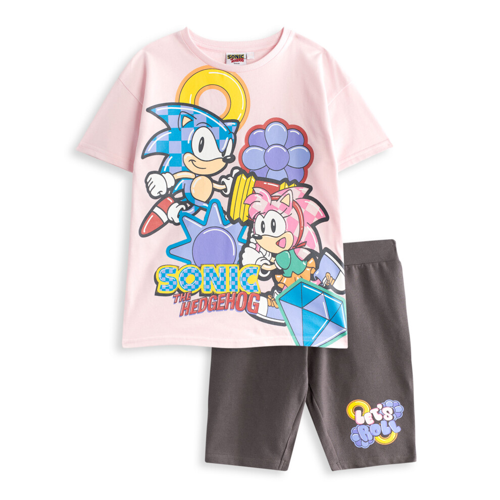 Sonic The Hedgehog (9-10 Years) T-Shirt And Shorts Set (Girls Pink)