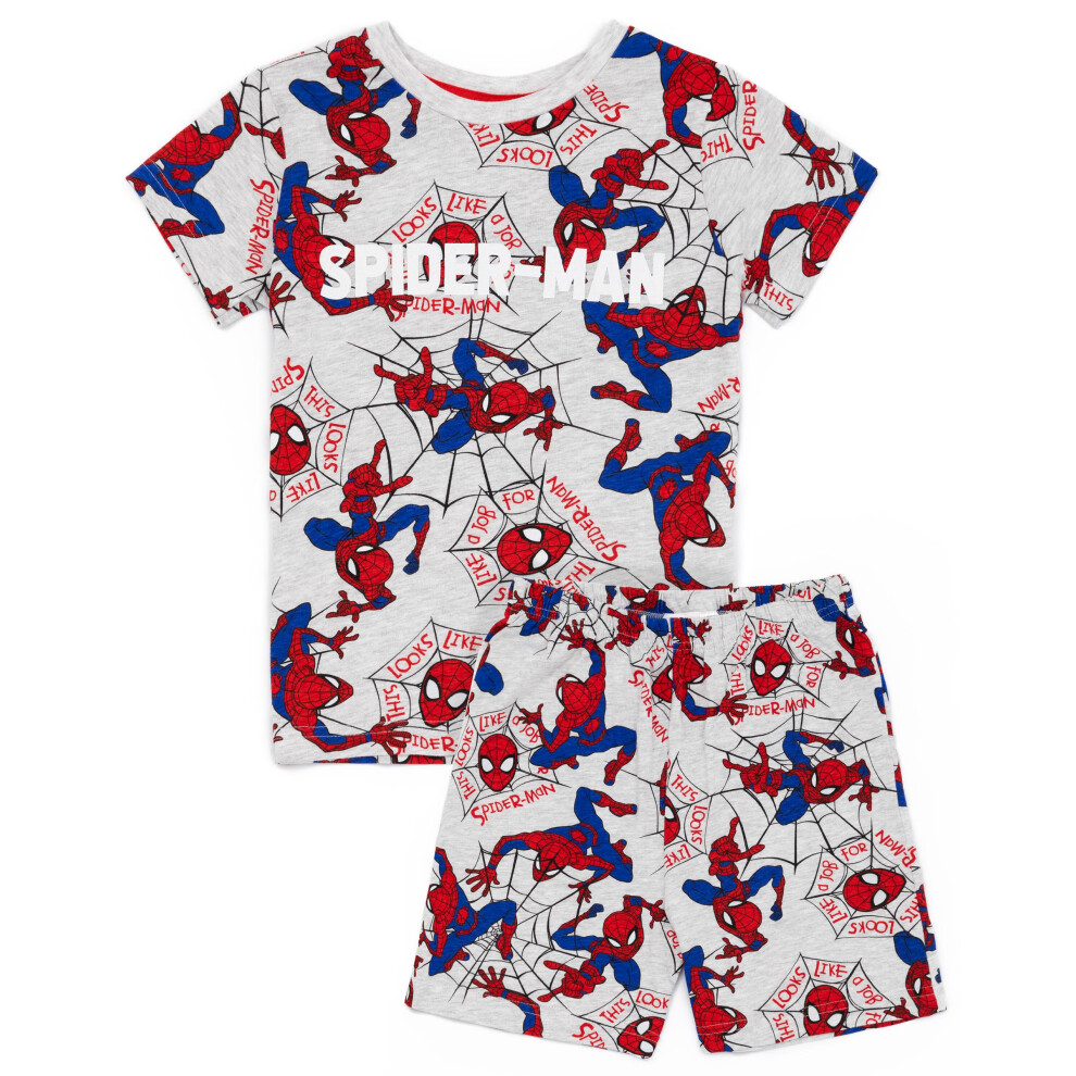 Marvel (6-7 Years) Spiderman Short Sleeve Short Leg Pyjama Set (Boys Grey)