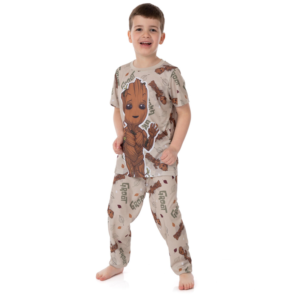 Marvel (3-4 Years) Groot Short Sleeve Long Leg Pyjama Set (Unisex Kids Brown)