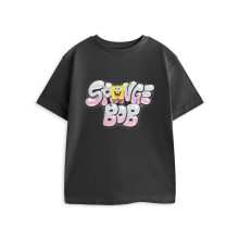 (13-14 Years) SpongeBob SquarePants Short Sleeved T-Shirt (Boys Black)