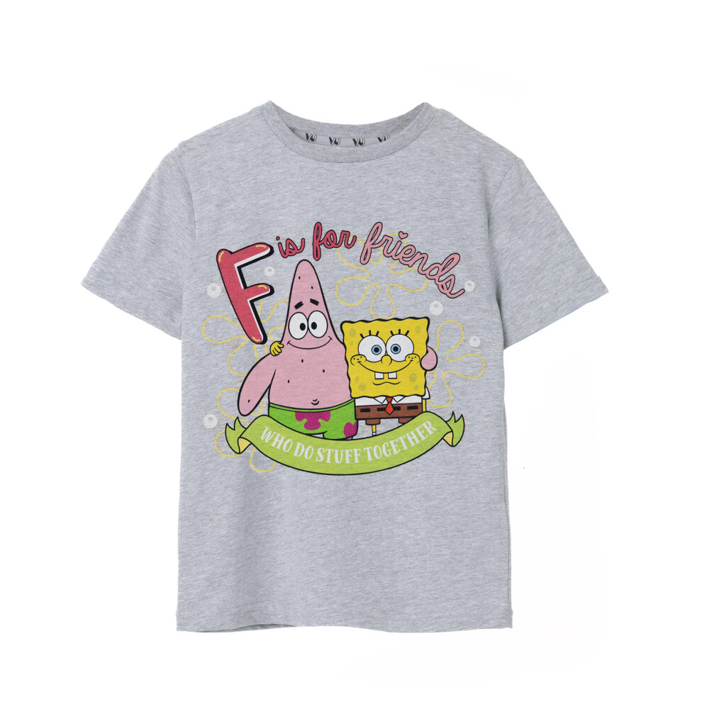 Spongebob Squarepants (13-14 Years) Short Sleeved T-Shirt (Girls Grey)