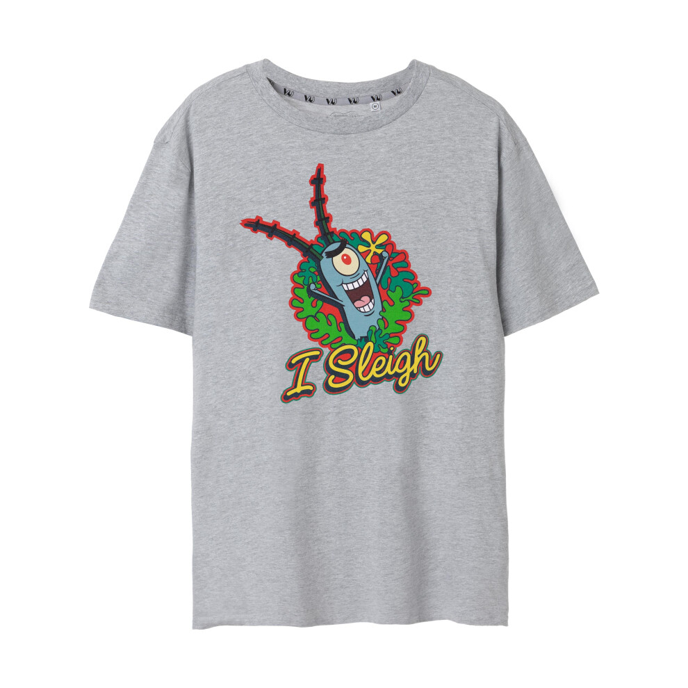 Spongebob Squarepants (Large) Short Sleeved T-Shirt (Womens Grey)