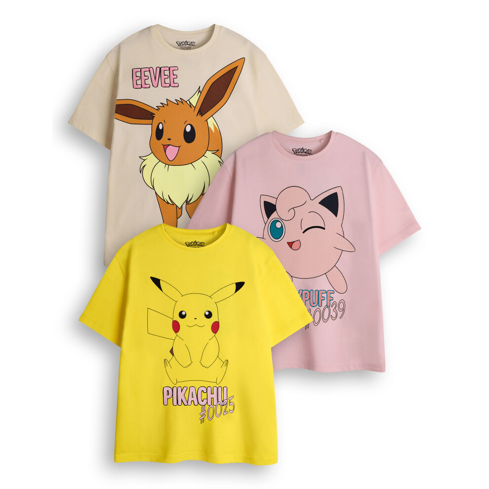 Pokémon (7-8 Years) Pokemon Multi-Pack Of 3 Short-Sleeved T-Shirts (Girls Multicoloured)