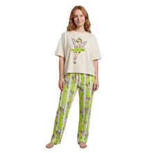 (X-Small) Disney Peter Pan Short Sleeve Long Leg Pyjama Set (Womens White)
