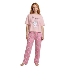 (Large) Disney The Aristocats Short Sleeve Long Leg Pyjama Set (Womens Pink)