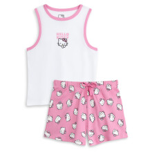(Large) Hello Kitty Vest and Shorts Pyjama Set (Womens Pink)