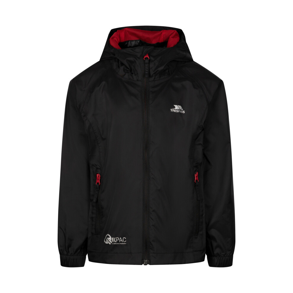 Trespass (9-10 Years, Black/Red) Childrens/Kids Qikpac Packaway Jacket