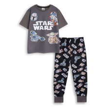 (13-14 Years) Star Wars The Mandalorian Short Sleeve Long Leg Pyjama Set (Unisex Kids Grey)