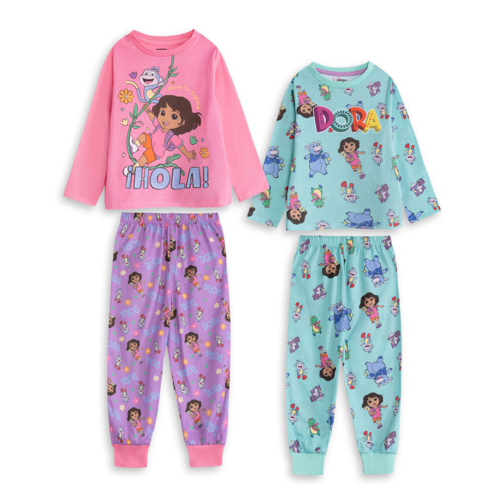 Dora The Explorer (5-6 Years) Multi-Pack Of 2 Long Sleeve Long Leg Pyjama Set (Unisex Kids Multicoloured)