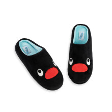 (5-6 UK) Pingu Mule Slippers (Unisex Black)