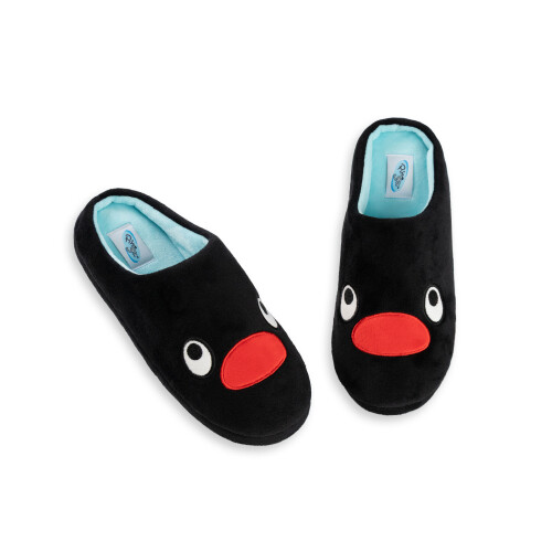 (5-6 UK) Pingu Mule Slippers (Unisex Black)