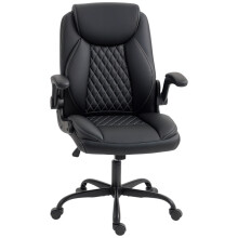 Faux Leather Office Chair. with Flip-Up Armrests