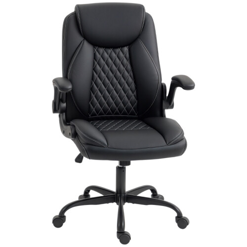 Faux Leather Office Chair. with Flip-Up Armrests