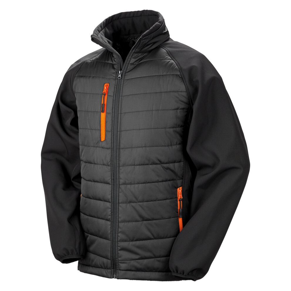 Result (M, Black/Orange) Unisex Adult Compass Softshell Padded Jacket