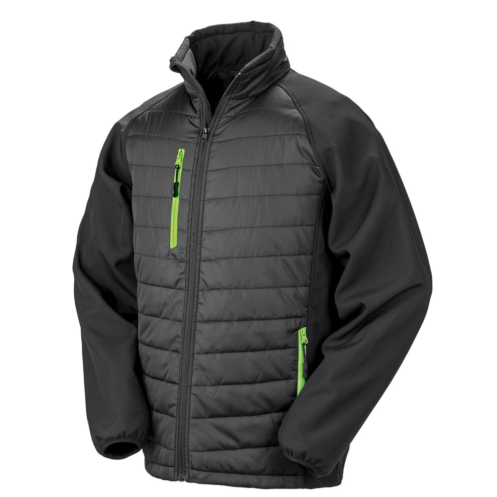 Result (M, Black/Lime) Unisex Adult Compass Softshell Padded Jacket