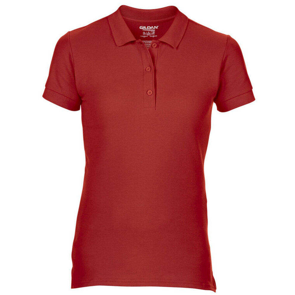 Gildan (L, Red) Womens/Ladies Double Piqué Polo Shirt
