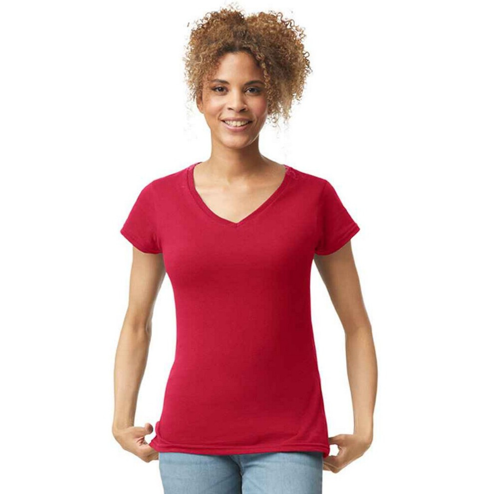 Gildan (Xxl, Cherry Red) Womens/Ladies Softstyle V Neck T-Shirt
