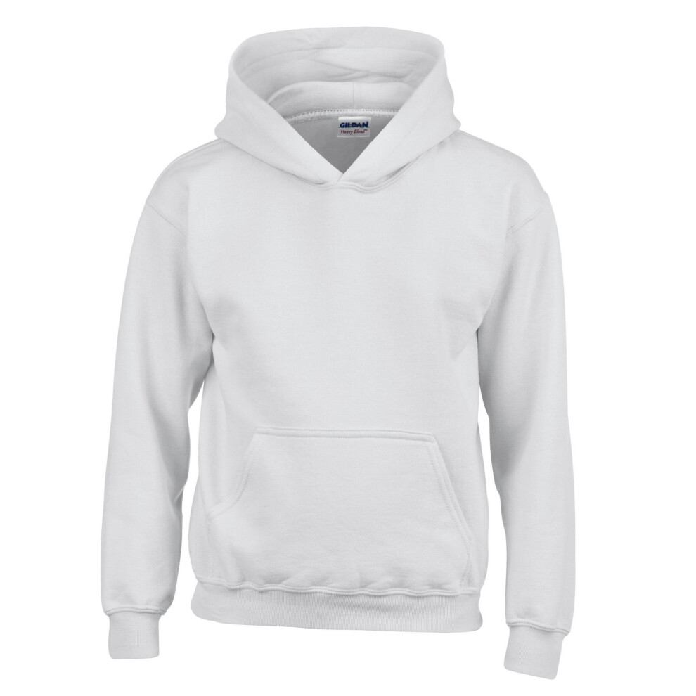 Gildan (9 Years, White) Childrens/Kids Heavy Blend Hooded Sweatshirt