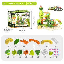 (60PCS)Dinosaur Track Marble Run Building Set With Diy Assembly For Kids Ages 3 6 To