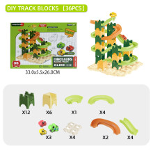 (36PCS)Dinosaur Track Marble Run Building Set With Diy Assembly For Kids Ages 3 To 6