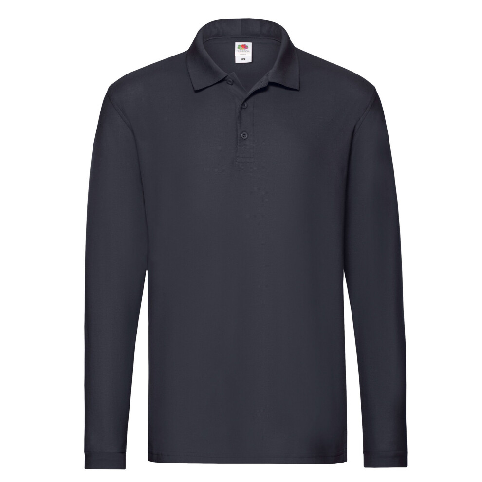 Fruit Of The Loom (Xxl, Deep Navy) Mens Premium Pique Long-Sleeved Polo Shirt