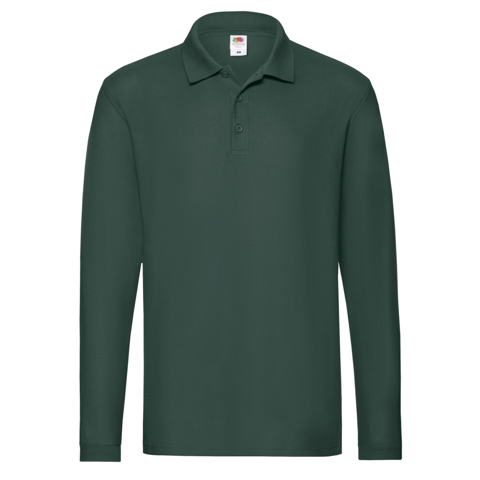 Fruit Of The Loom (Xl, Forest Green) Mens Premium Pique Long-Sleeved Polo Shirt