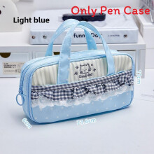 (Blue) Large Cat Capacity Stationery Bag With Durable Oxford Essentials Material Teens
