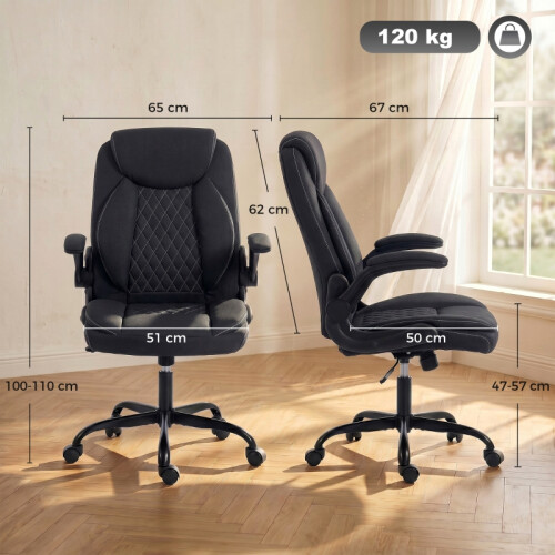 HOMCOM Linen-Look Computer Desk Chair, Black 1