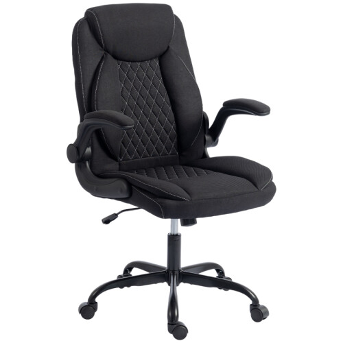 HOMCOM Linen-Look Computer Desk Chair, Black 2