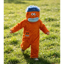 (orange, 2 codes) Funny Big Mouth Monster Fleece Onesie Pajama, Thick Warm Indoor Outdoor Loungewear