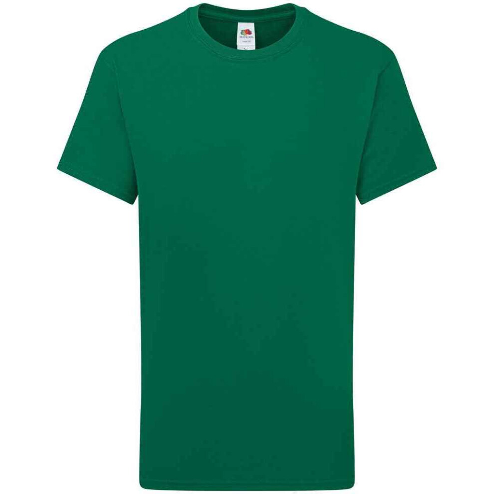 Fruit Of The Loom (5-6 Years, College Green) Childrens/Kids Iconic 195 Plain T-Shirt