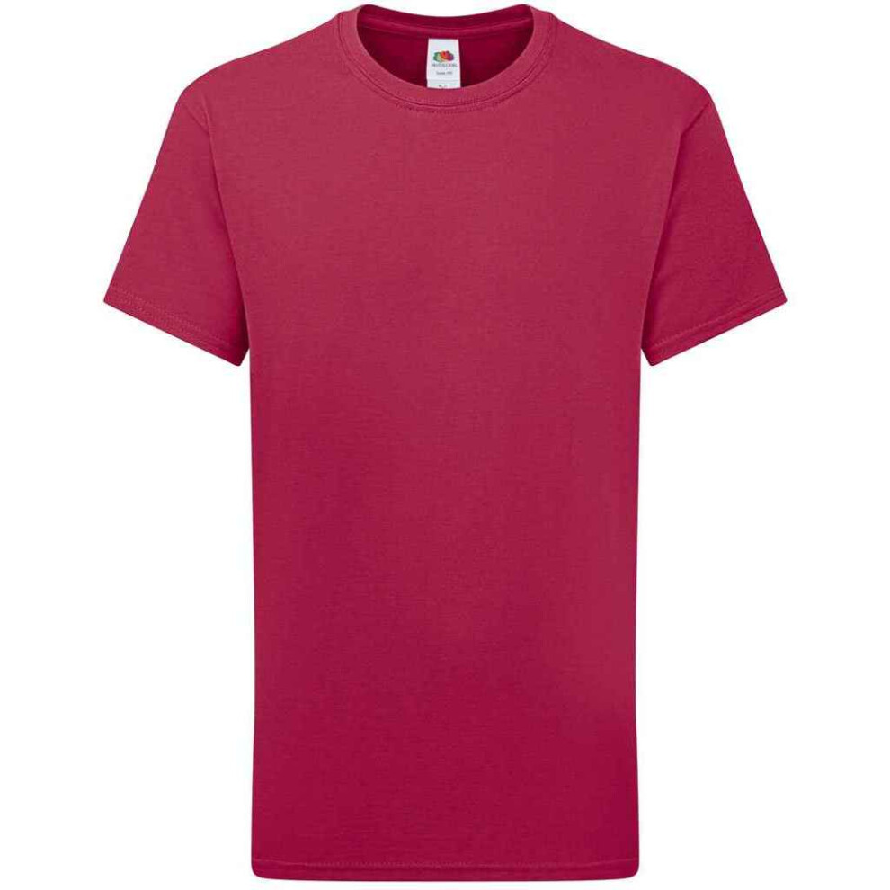 Fruit Of The Loom (12-13 Years, Cranberry) Childrens/Kids Iconic 195 Plain T-Shirt
