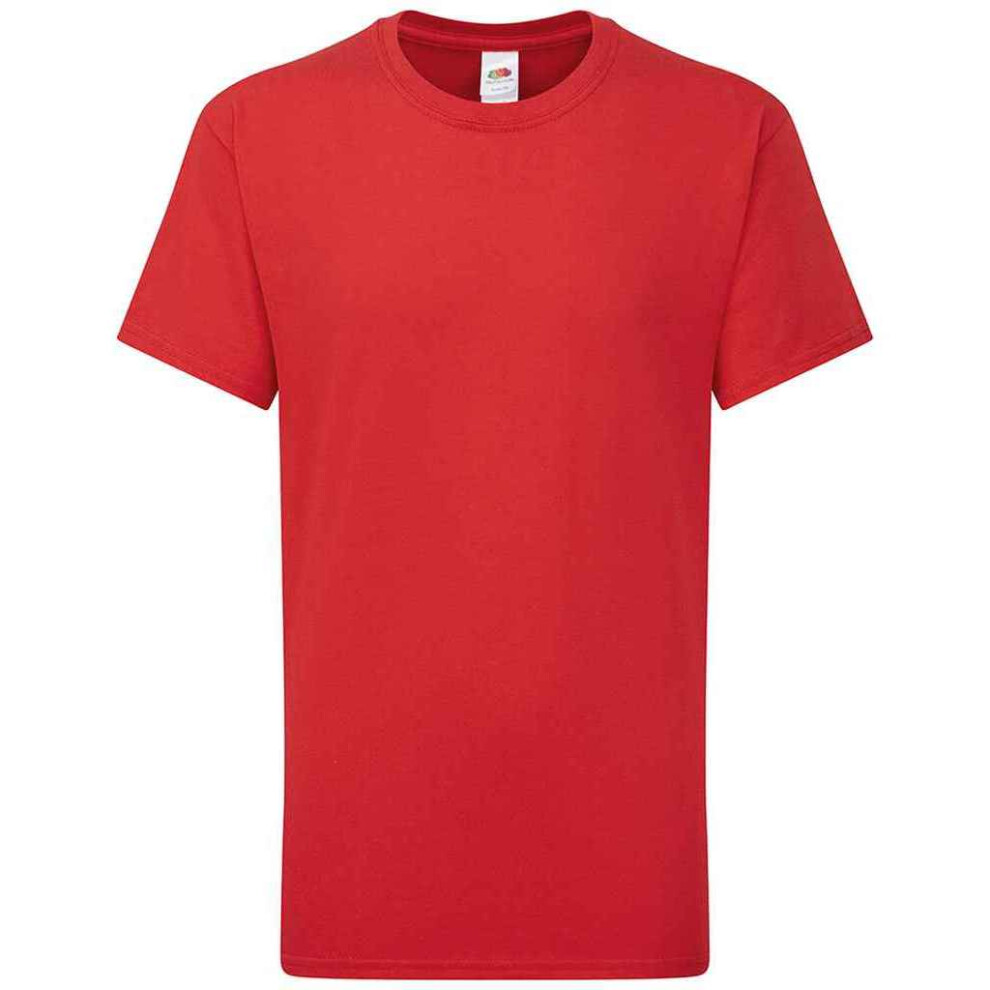 Fruit Of The Loom (5-6 Years, Red) Childrens/Kids Iconic 195 Plain T-Shirt