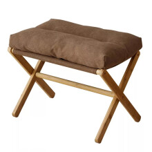Under Desk Footstool Chair Stool Rectangle Padded Rest Seat Pouffe Bamboo Legs