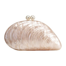 Acrylic Seashell Evening Clutch Bag for Women Glitter Marble Shell Shoulder Bag with Detachable Chain Elegant Party