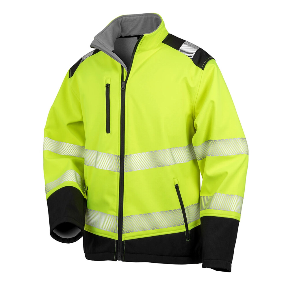 Result (3Xl, Fluorescent Yellow/Black) Adults Unisex Safe-Guard Ripstop Safety Soft Shell Jacket