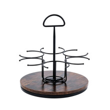 360 Rotating Coffee Syrup Organizer (Holds 6 Bottles) Black Wood Syrup Rack for Countertop & Coffee Bar Accessories