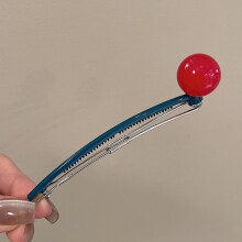 (GreenwithRedBead)Pinza de pelo de flores de inspiración coreana de moda para mujer con elegantes accesorios para el cabello en la espalda