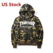 (M,WhitePattern)Hiphop Camouflage Thrasher Sweatshirts Men Army Camo Hoodie Hedging Skateboard