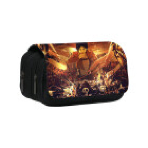 (4) On Attack Titan Anime Pattern Student Double Layer Flip Cover Bag Stationery