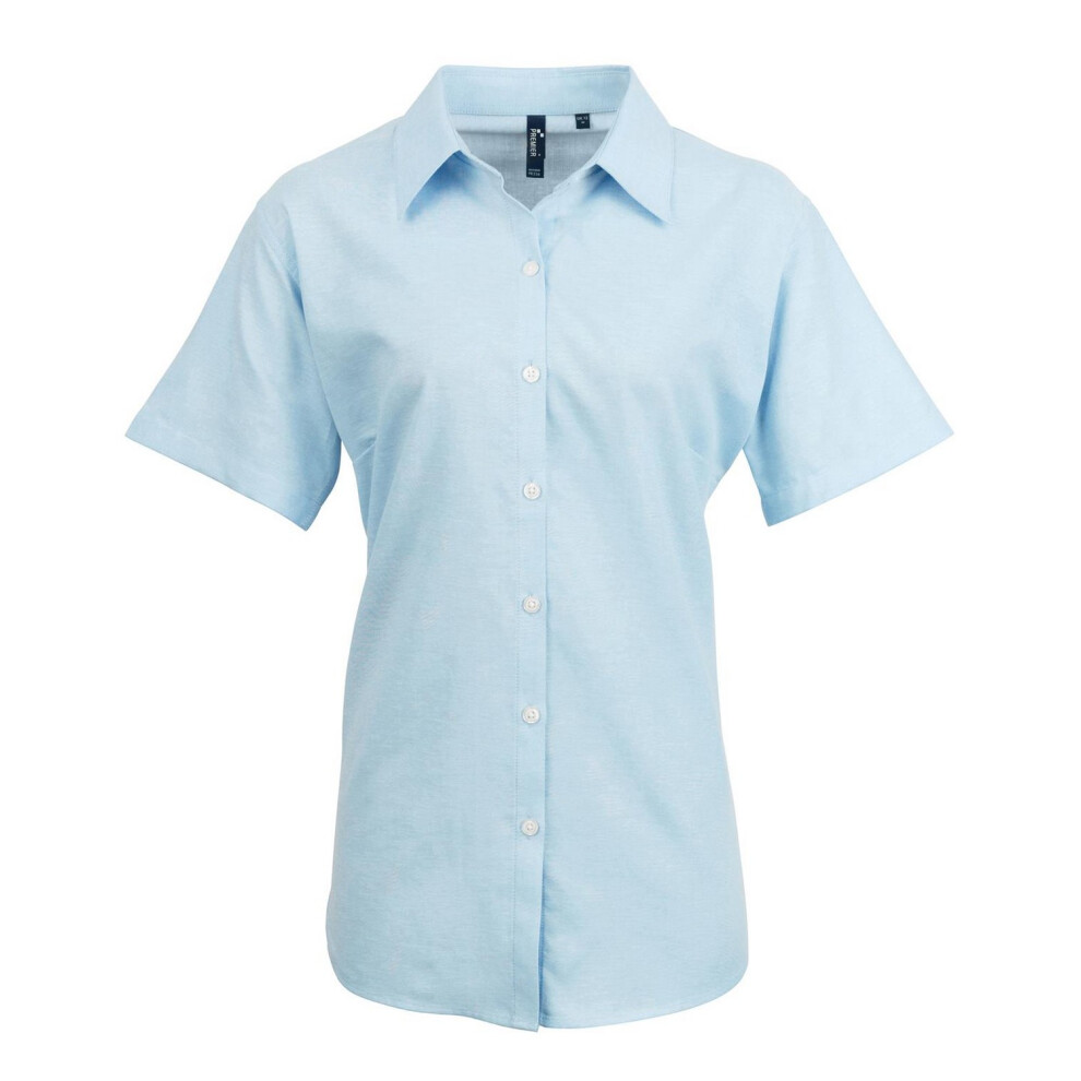 Premier (20 Uk, Light Blue) Womens/Ladies Signature Pearlised Oxford Short-Sleeved Shirt