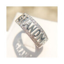 (white gold,8)Fashion Jewelry Grandma Letter Ring Jewelry Family Birthday Best Gift For Women Rings Band