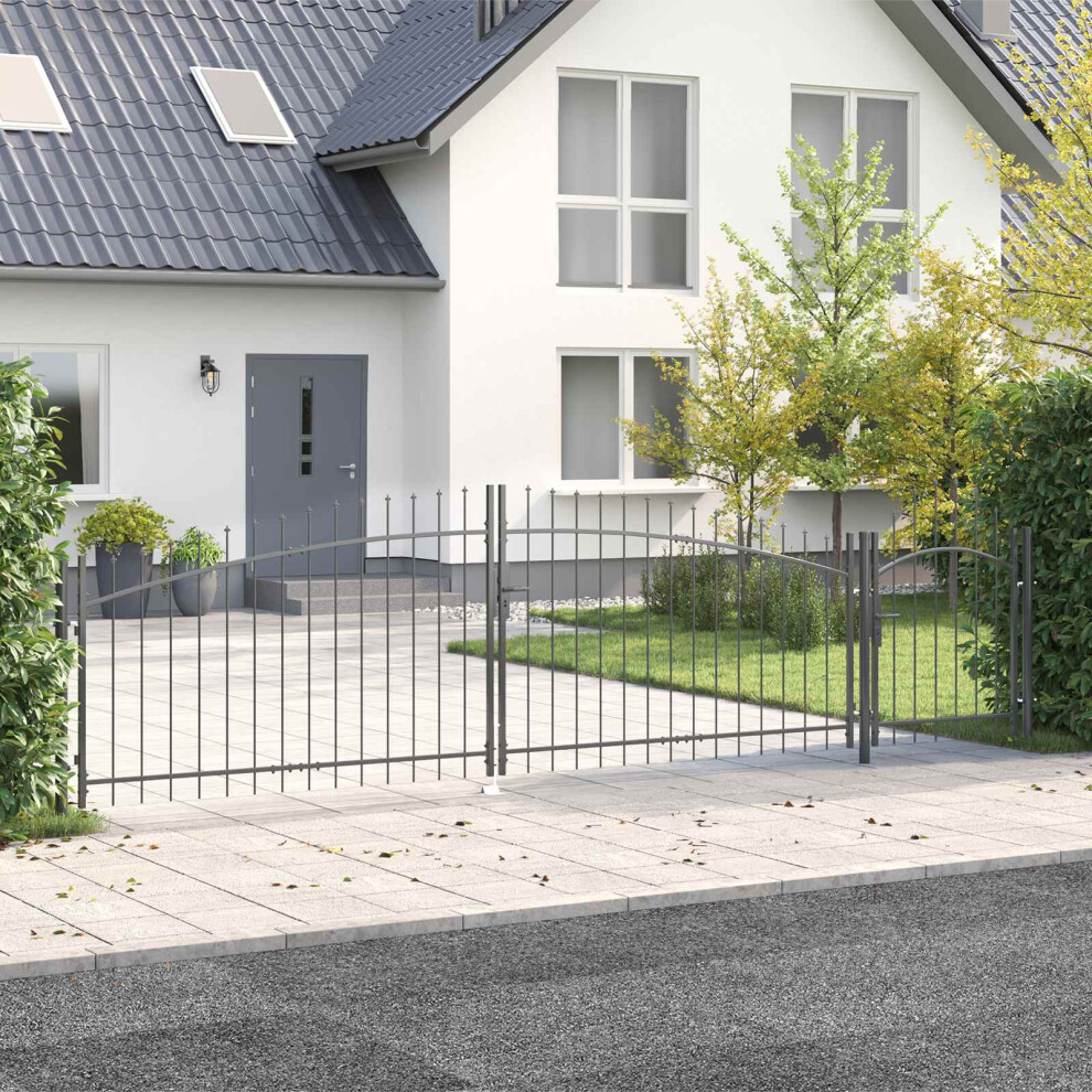 Vidaxl Garden Gate With Lock Woerden Grey 150 X 500 Cm Steel